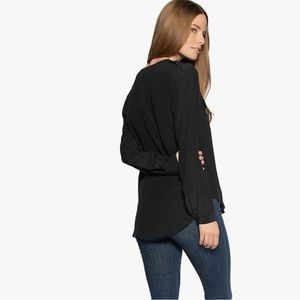 Lavender Brown Black Silk Long Sleeve Blouse. Size Small